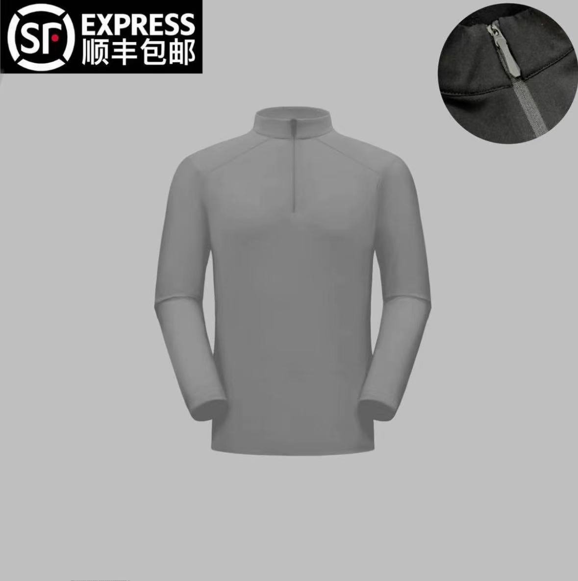 2025新款半拉链加绒运动男装T恤