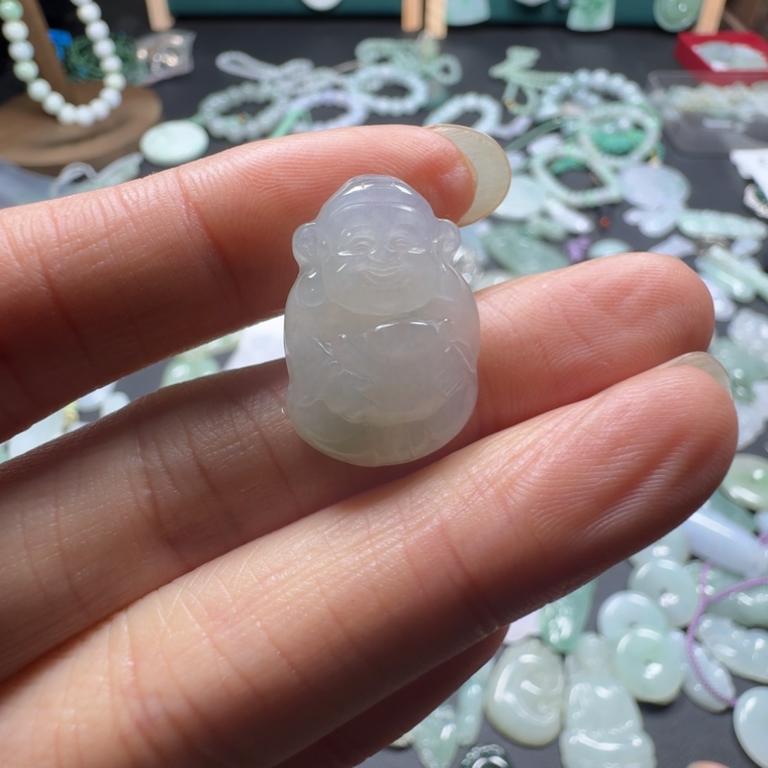 翡翠未镶嵌吊坠(不含链)天然缅甸A货翡翠财神吊坠