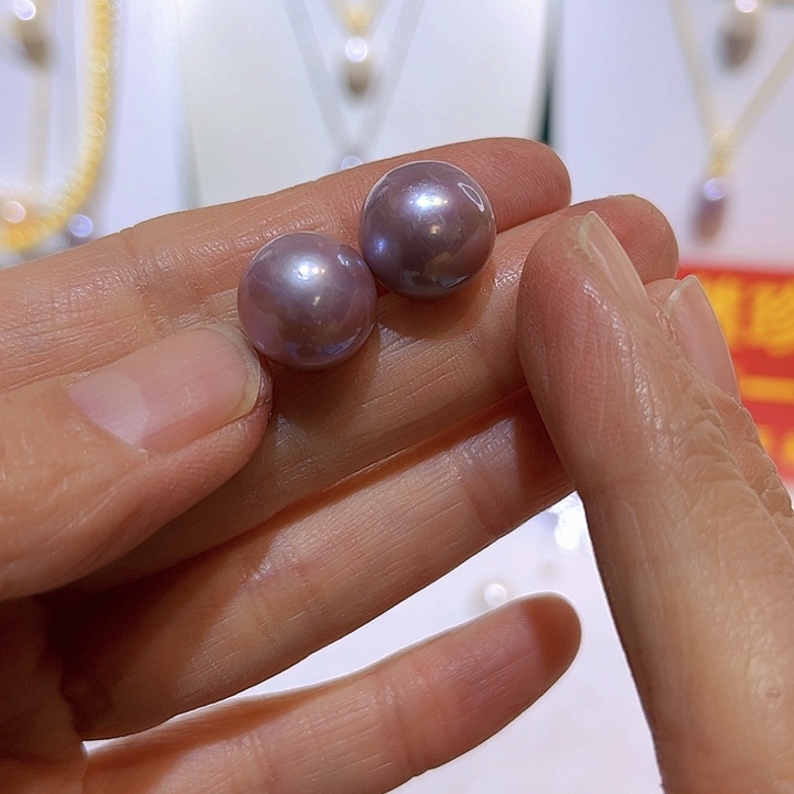 淡水珍珠紫珠耳钉未镶嵌
