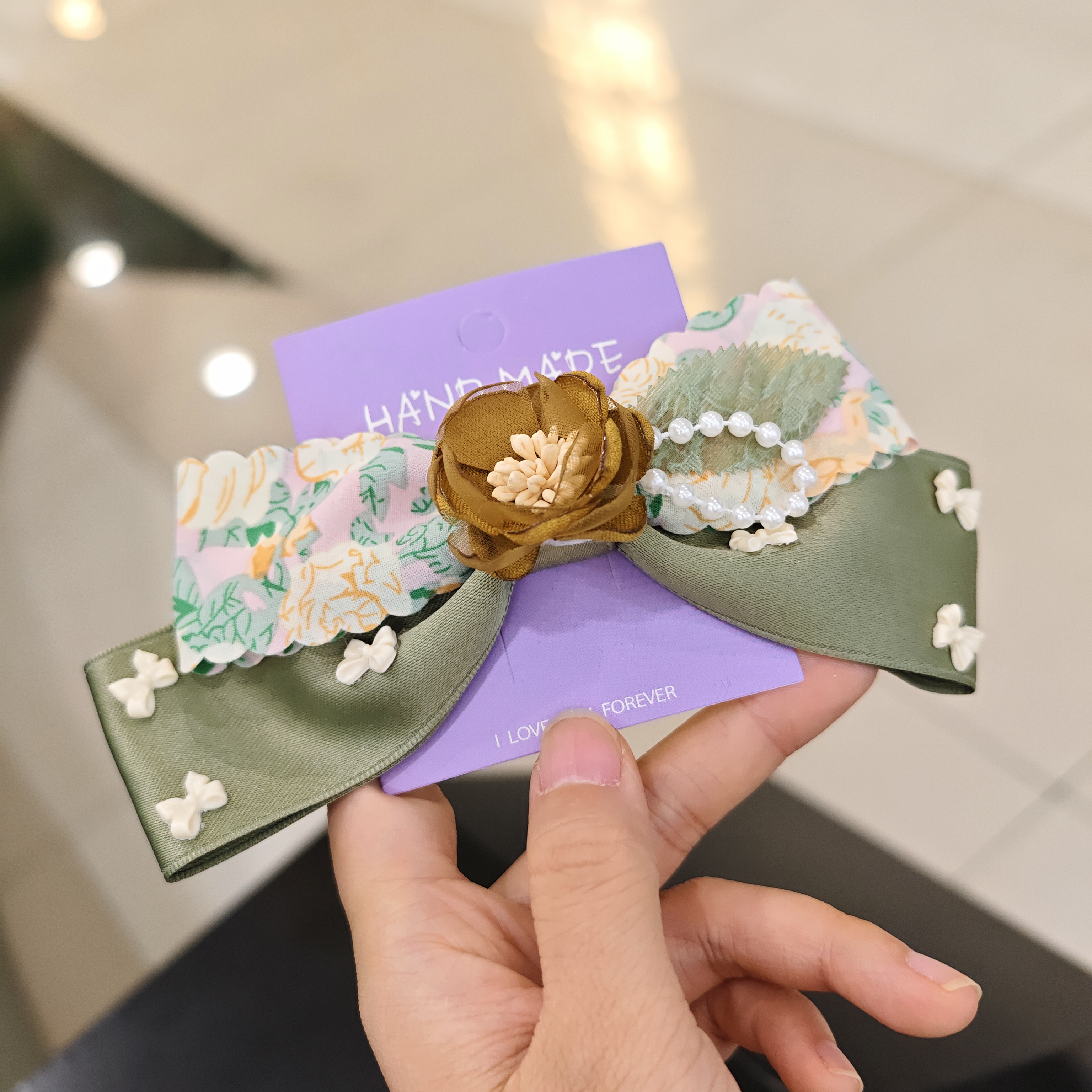 9175复古花朵弹簧夹发夹（手工微瑕介意勿拍）