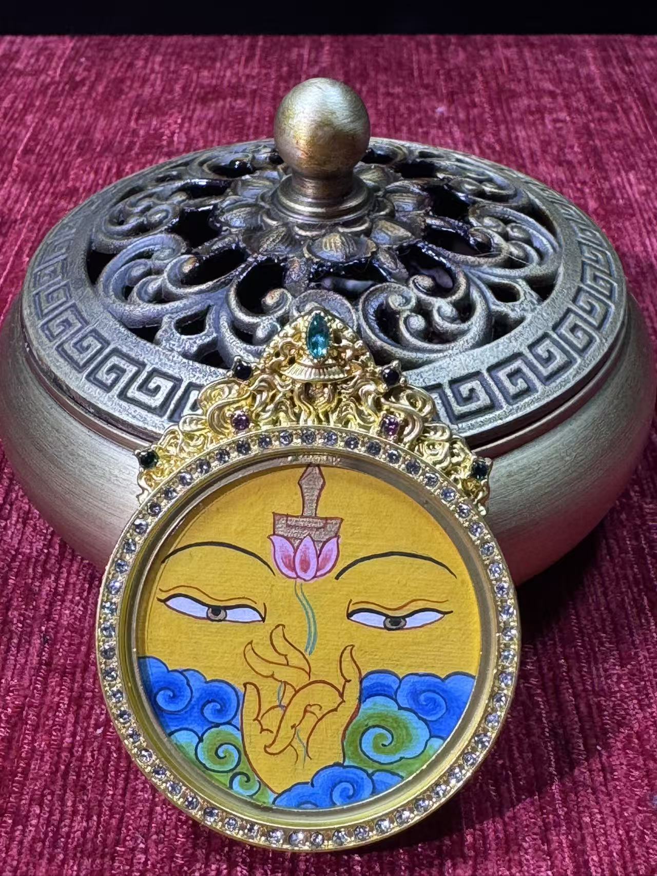 青海热贡纯手绘唐卡  文殊菩萨法眼3.5