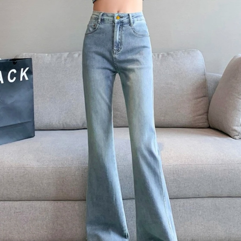 新新定制-高腰假开叉爆款网红显瘦修身九分微喇牛仔裤175217