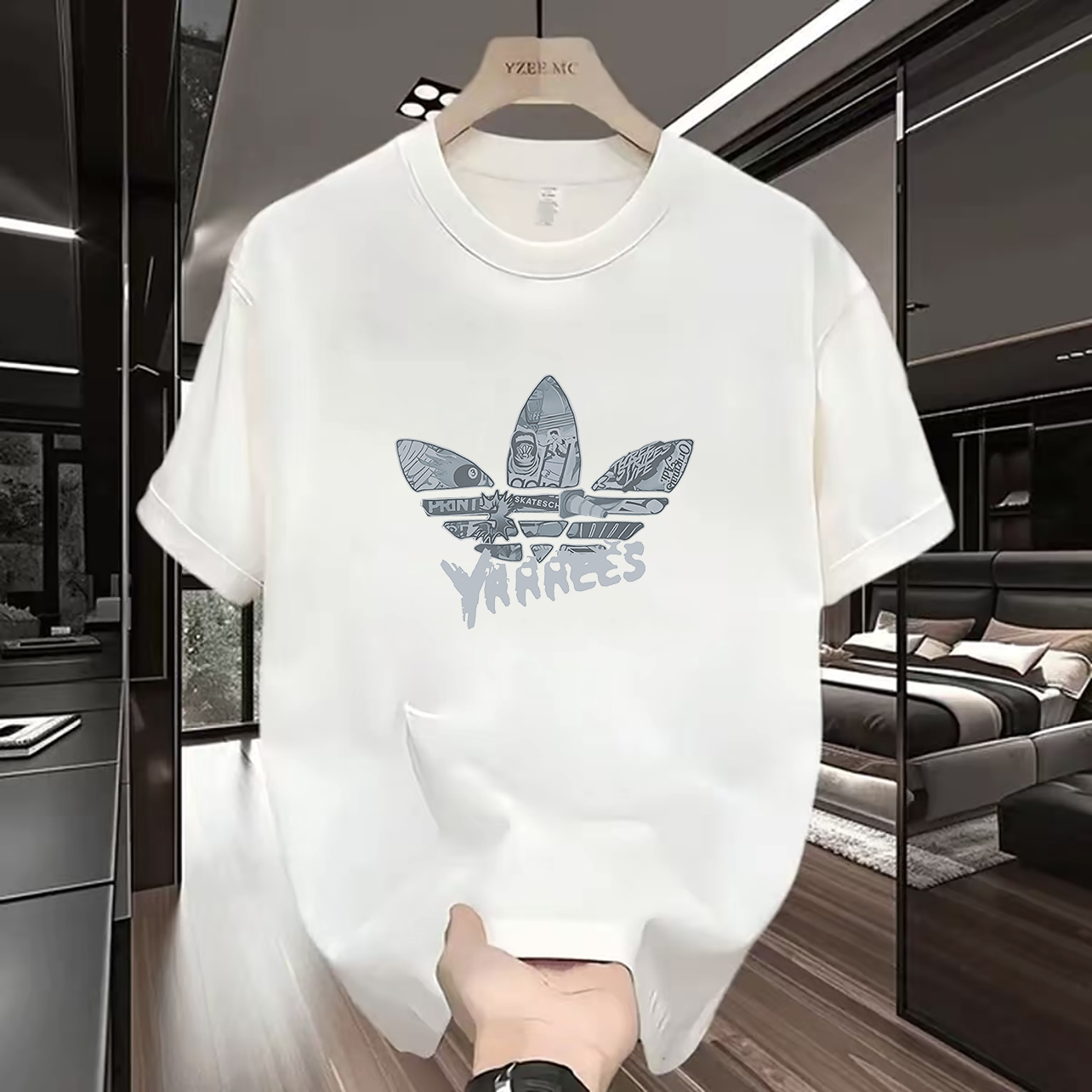 K【一折粉丝福利】夏季男女同款百搭时尚潮牌短袖T恤YN三叶