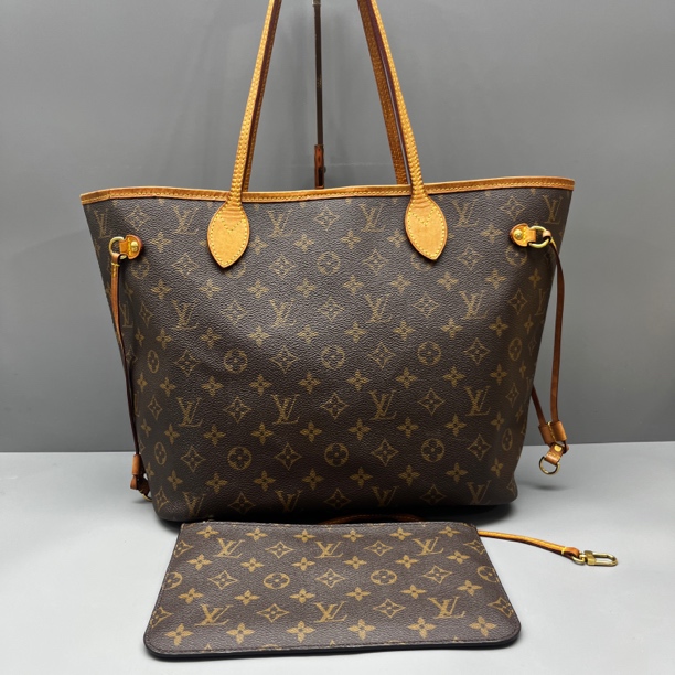 95新 LouisVuitton/路易威登 老花拼皮中号NF子母购物袋尺寸32*28