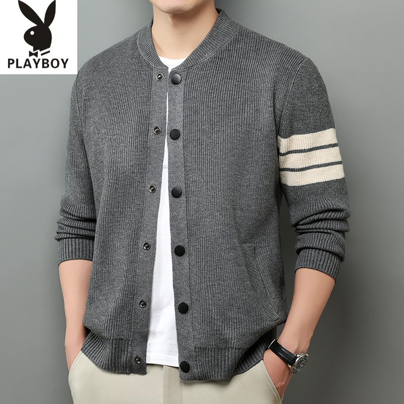 PLAYBOY/花花公子休闲针织开衫外套男士春秋季2025新款毛衣夹克