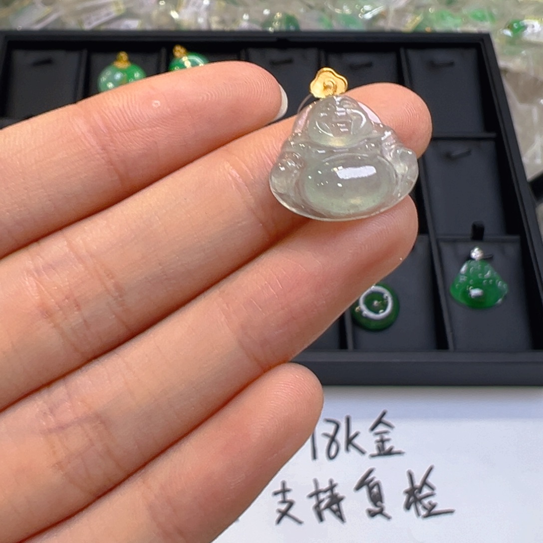翡翠18K金镶嵌吊坠(不含链)