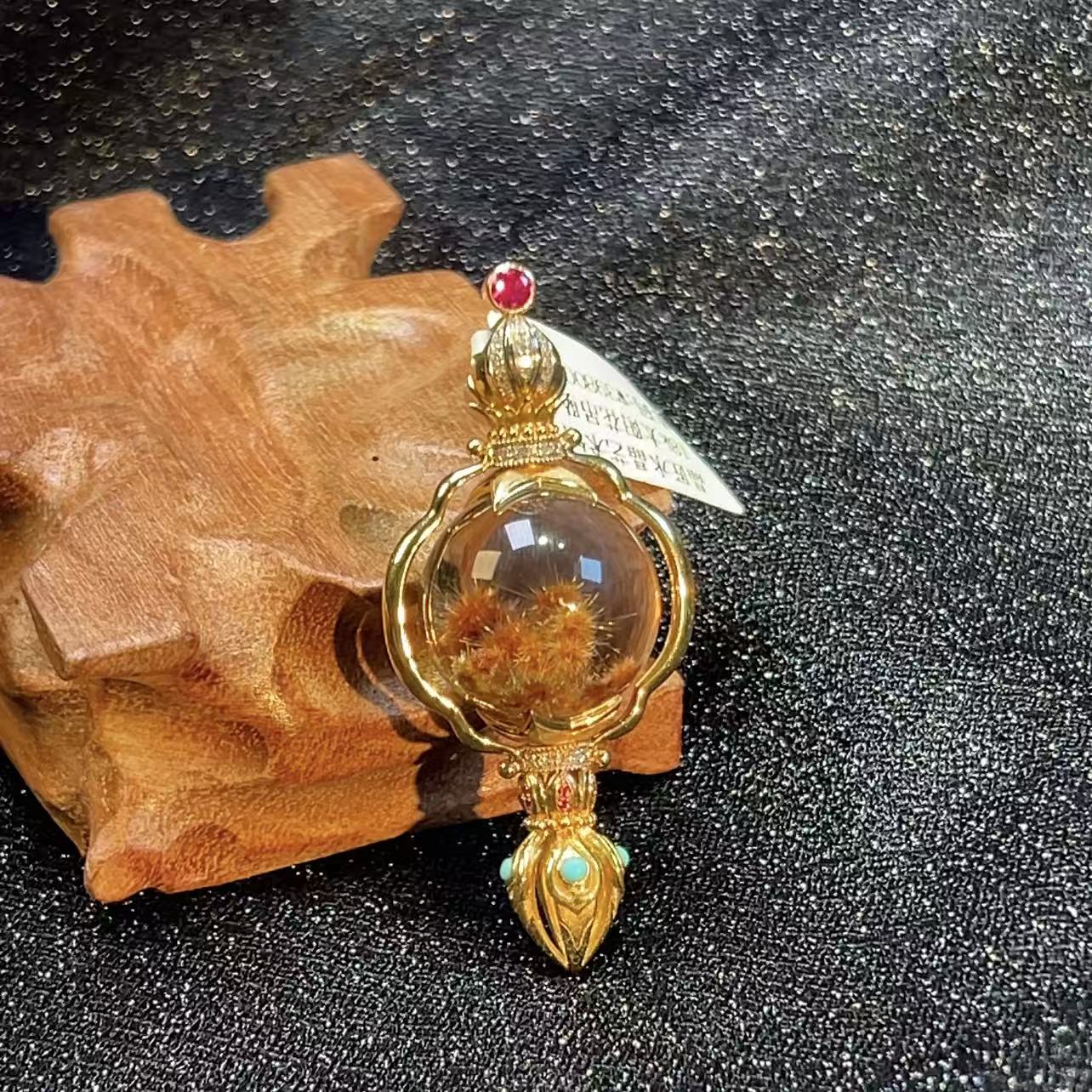 天然18k太阳花吊坠