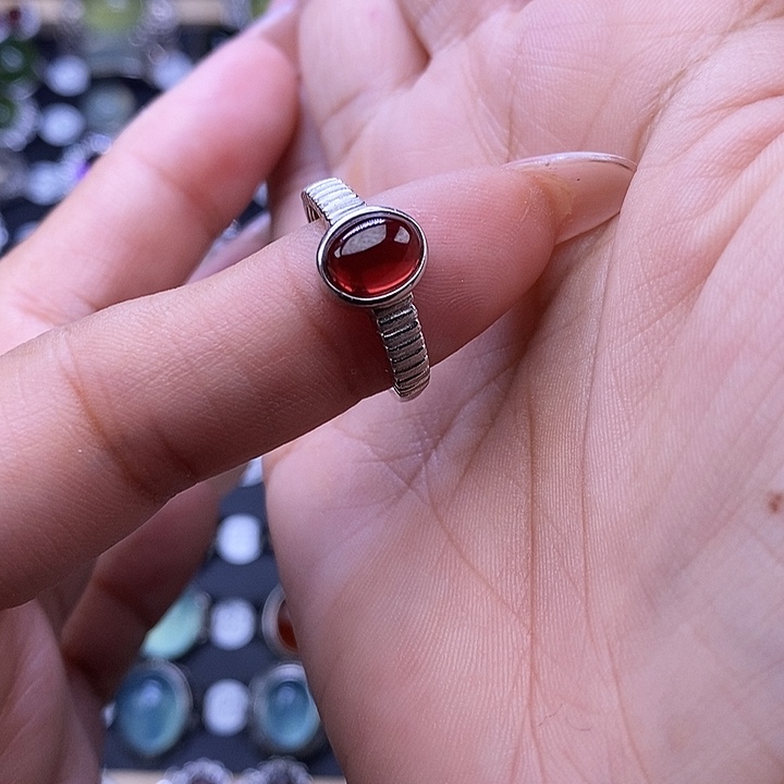 石榴石戒指银S925镶嵌