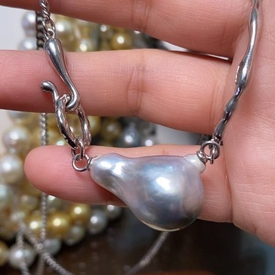 海水珍珠颈饰银S925镶嵌16✖️21