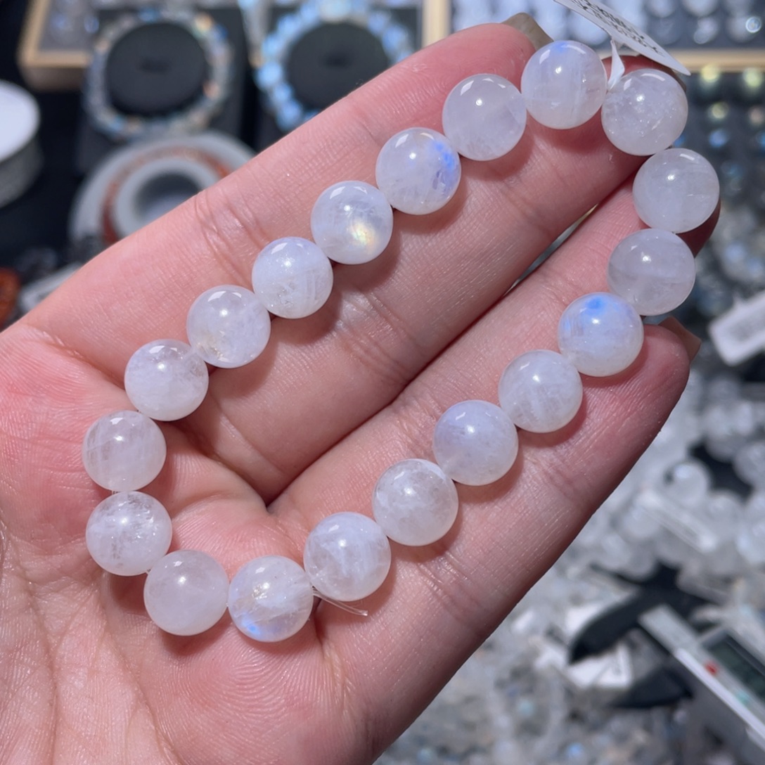 未镶嵌手链长石入门级印度蓝月光手链10mm