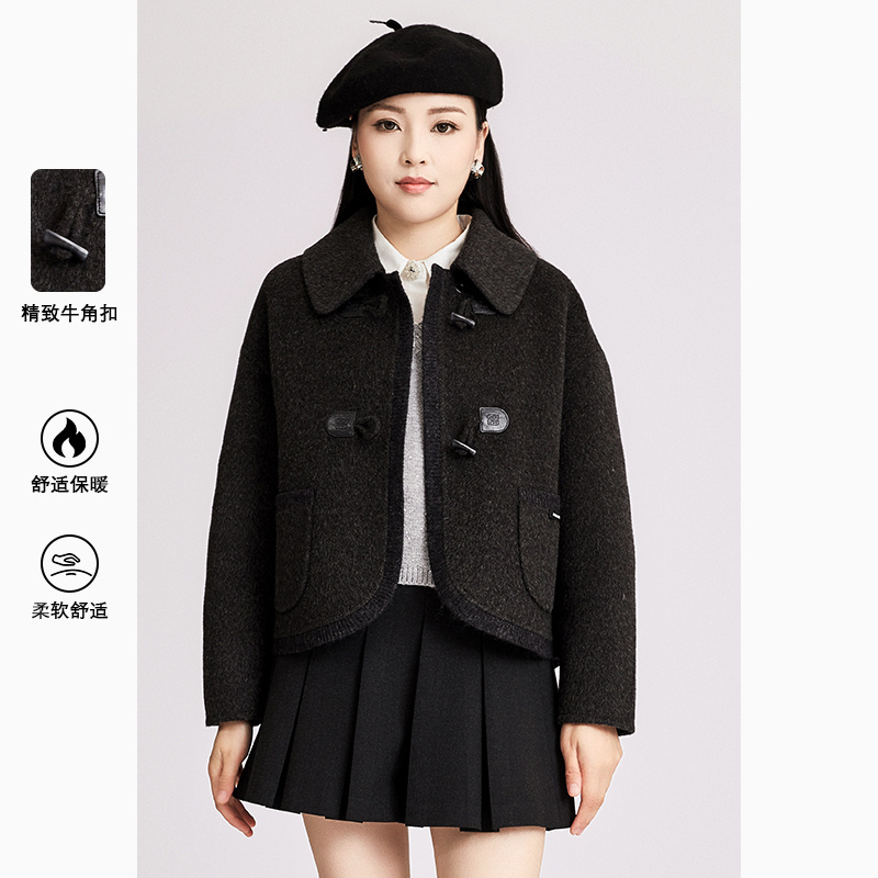 米娜精选 肌理感混色复古短款松弛廓形短款双面外套A709CY01785  