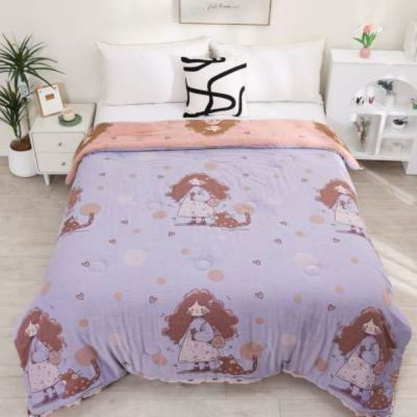 琪琪-粉紫200cm*230cm被子纯棉多功能轻奢超柔轻奢双层纱被子