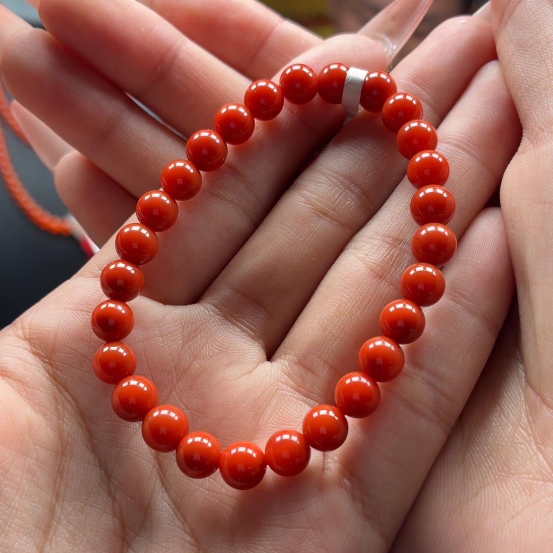 小***黑南红玛瑙未镶嵌手串原矿保山南红啊东寨柿子红手串卡6+