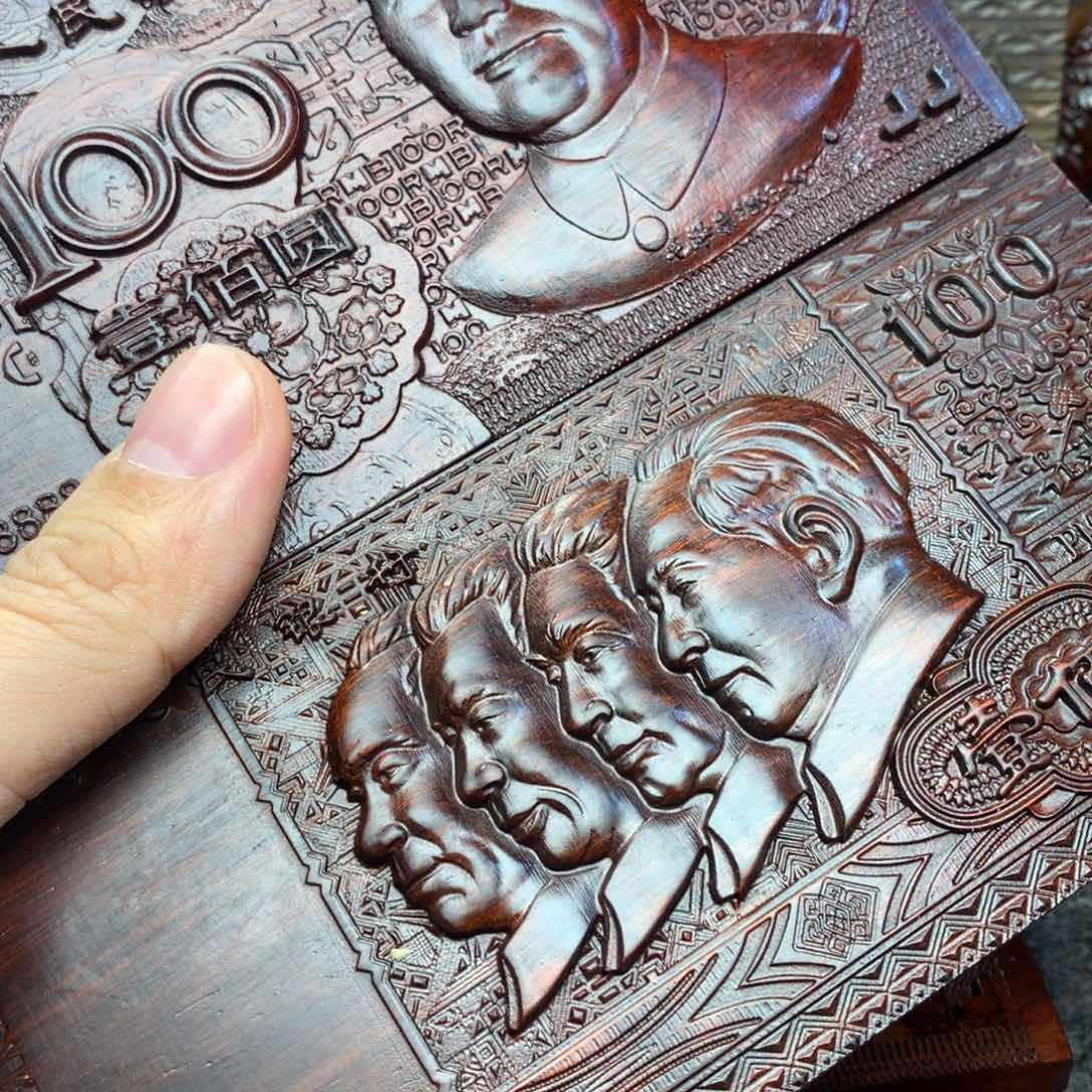 木雕特厚100两个摆件