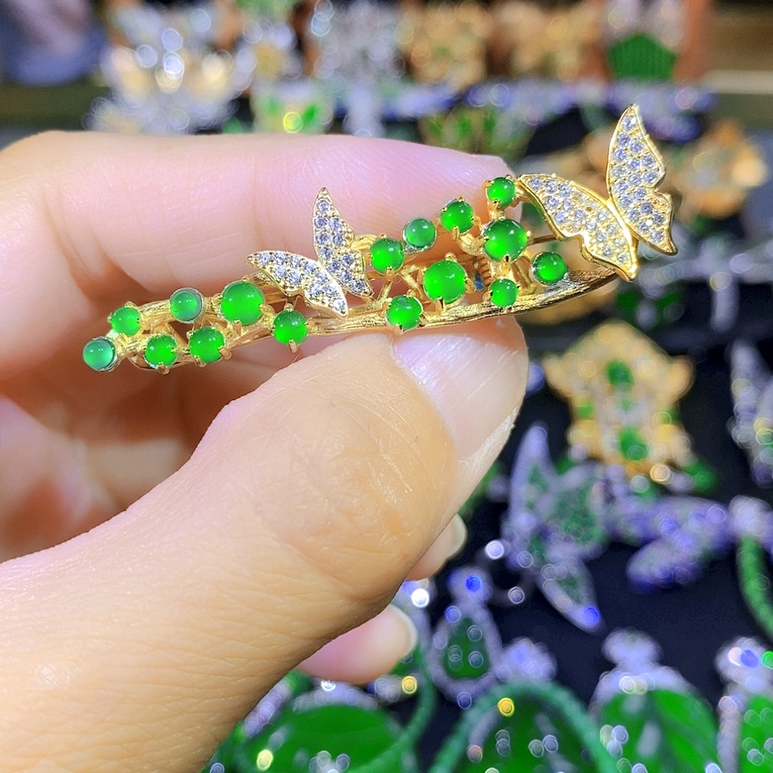 吊坠(不含链)银S925镶嵌翡翠