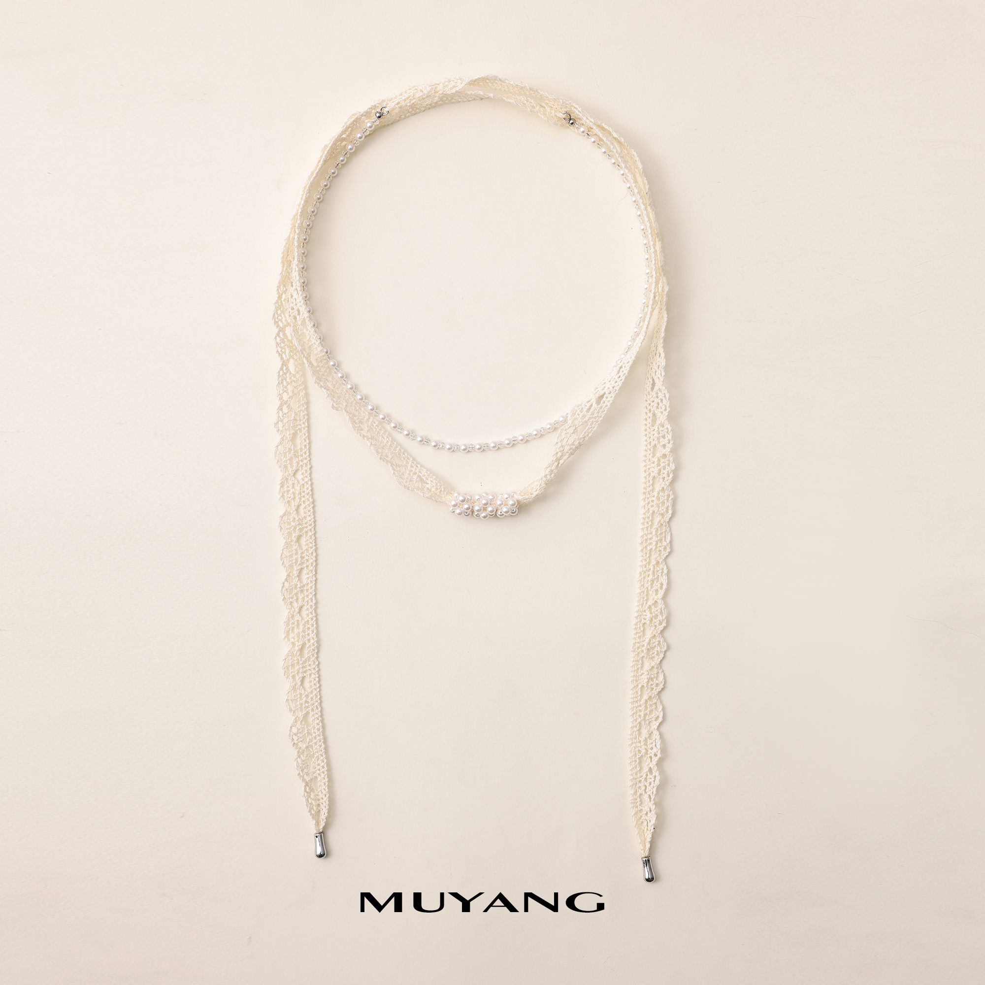 muyang/慕阳 铜合金琉璃项链 手工气质时尚百搭优雅长款柔织项链