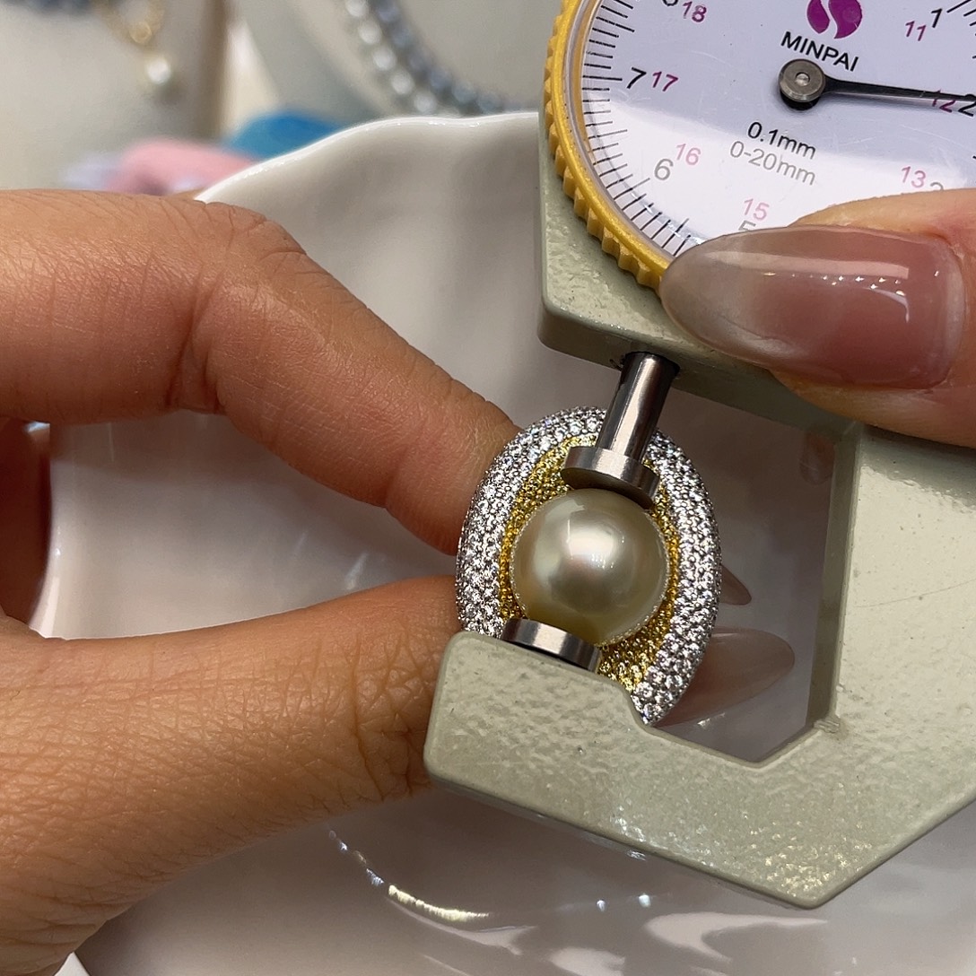 戒指海水珍珠银S925镶嵌