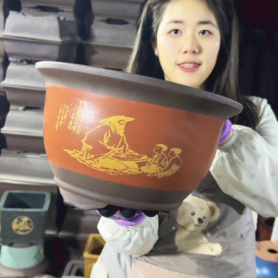 30红色孔夫子三角金钟花盆