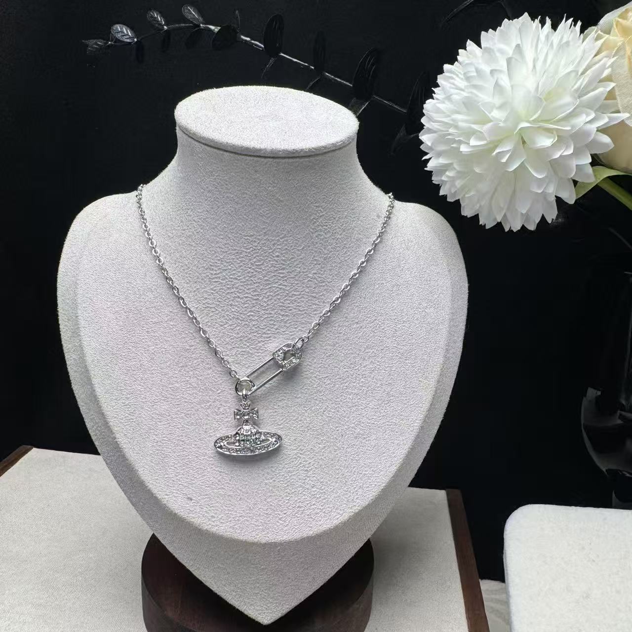 铜合金项链 铜合金项链 地球别针链条项链 轩