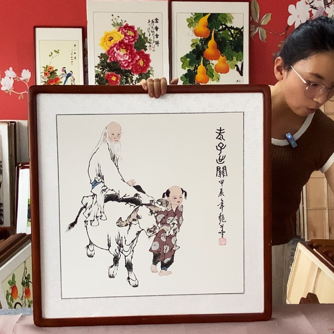 国画手写手绘带框包邮62✖️62国画作品