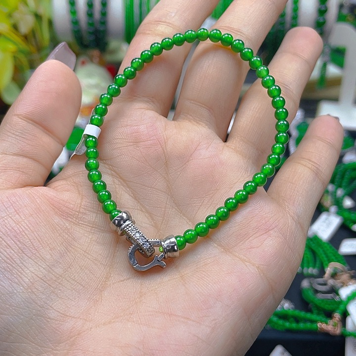 翡翠手链未镶嵌老*阳绿4