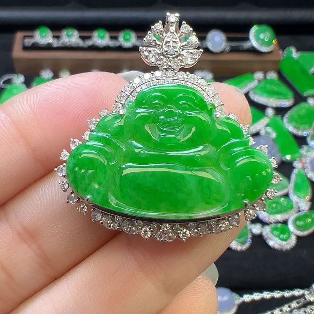 翡翠颈饰18K金镶嵌收货48小时鉴赏期