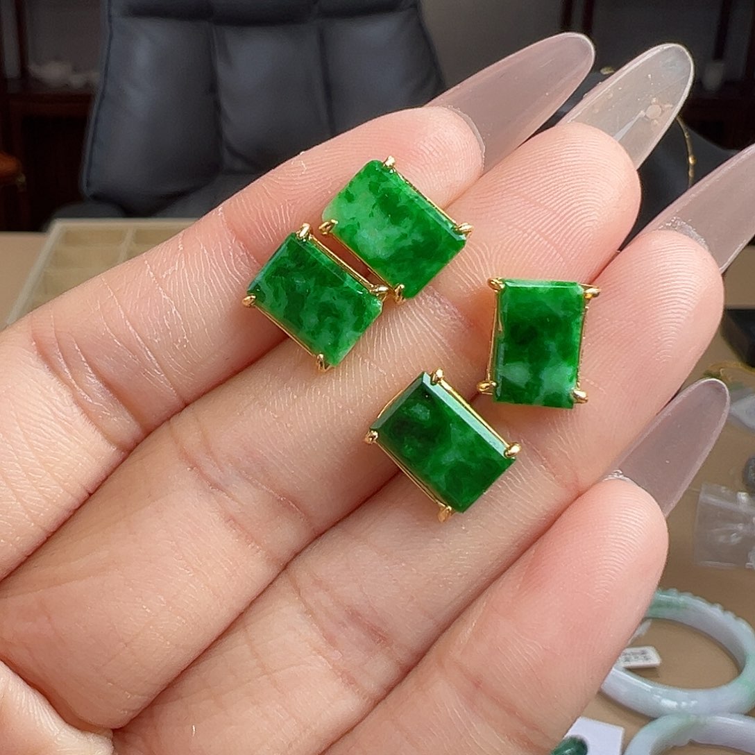 翡翠银S925镶嵌耳饰耳饰多样性发货一副