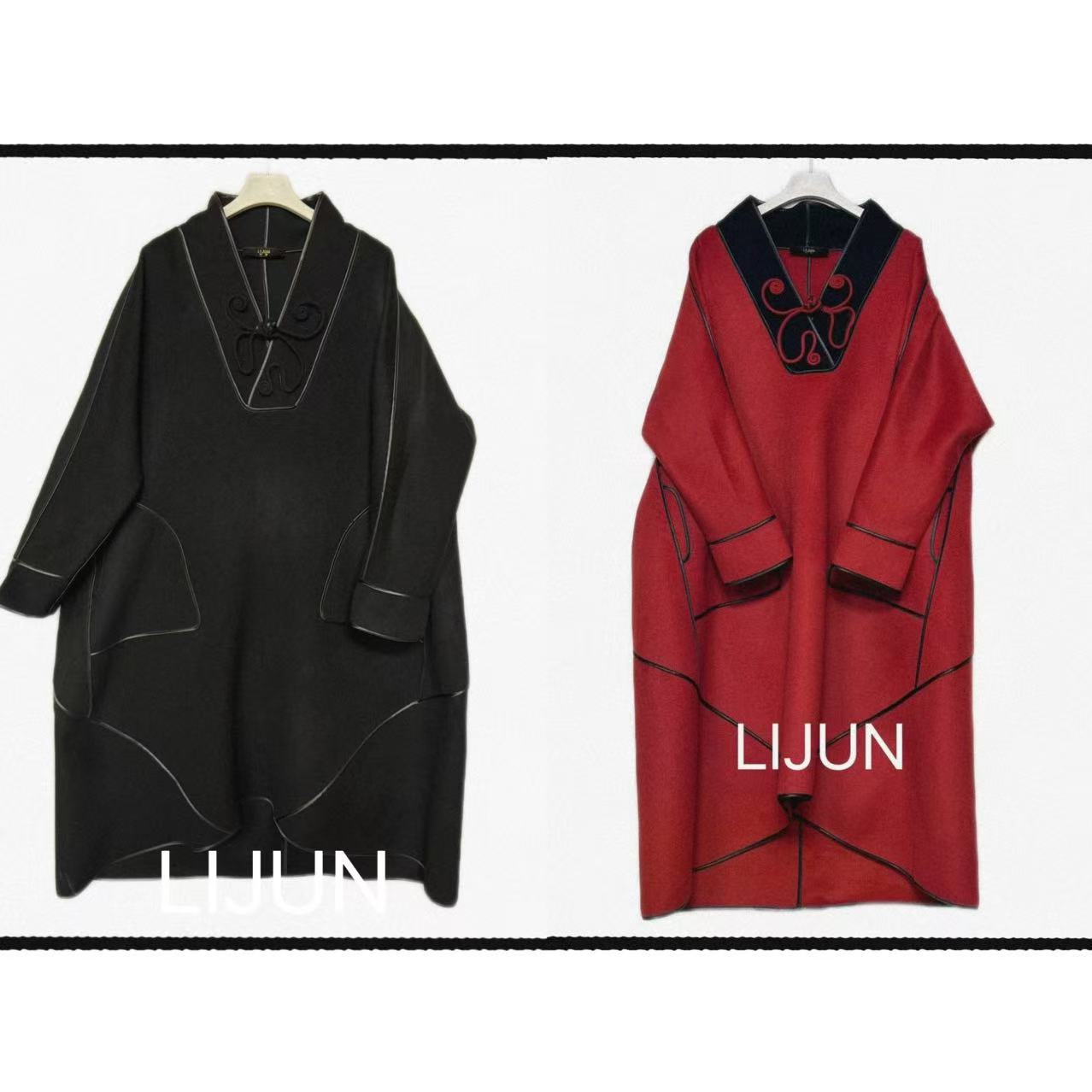 篱君096秋冬新款新中式手工盘扣套头大衣国风经典百搭连衣裙大衣