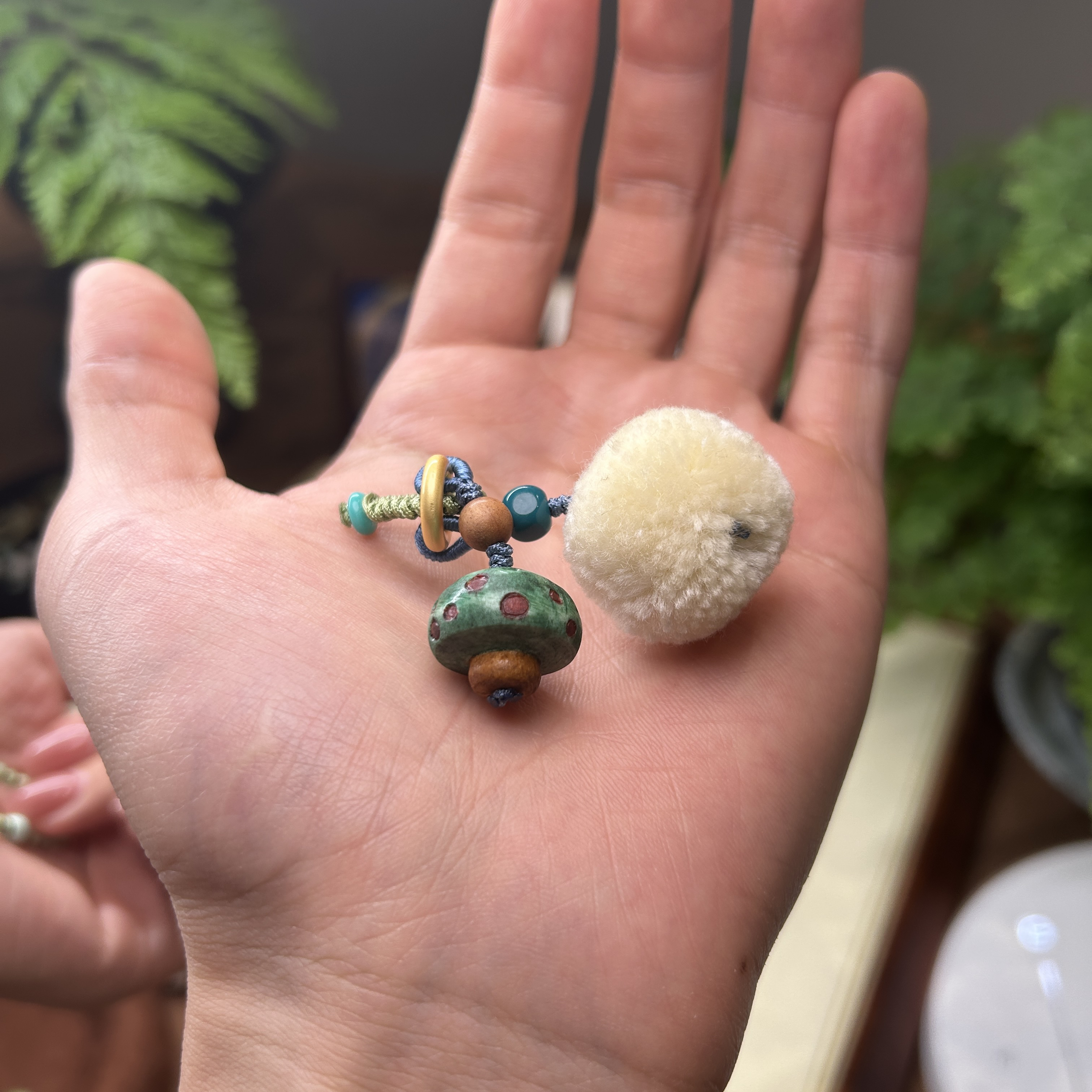 可爱蘑菇根付 毛毛球