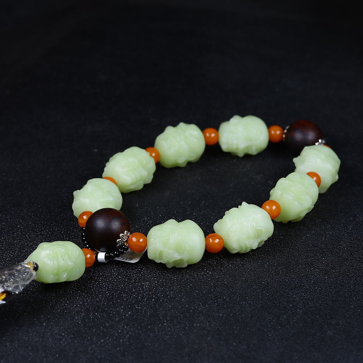 122934和田玉黄玉弥勒佛手串