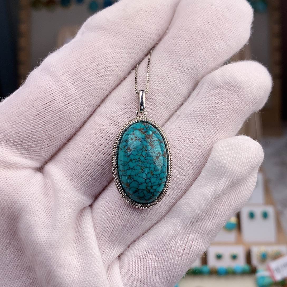 绿松石颈饰银S925镶嵌