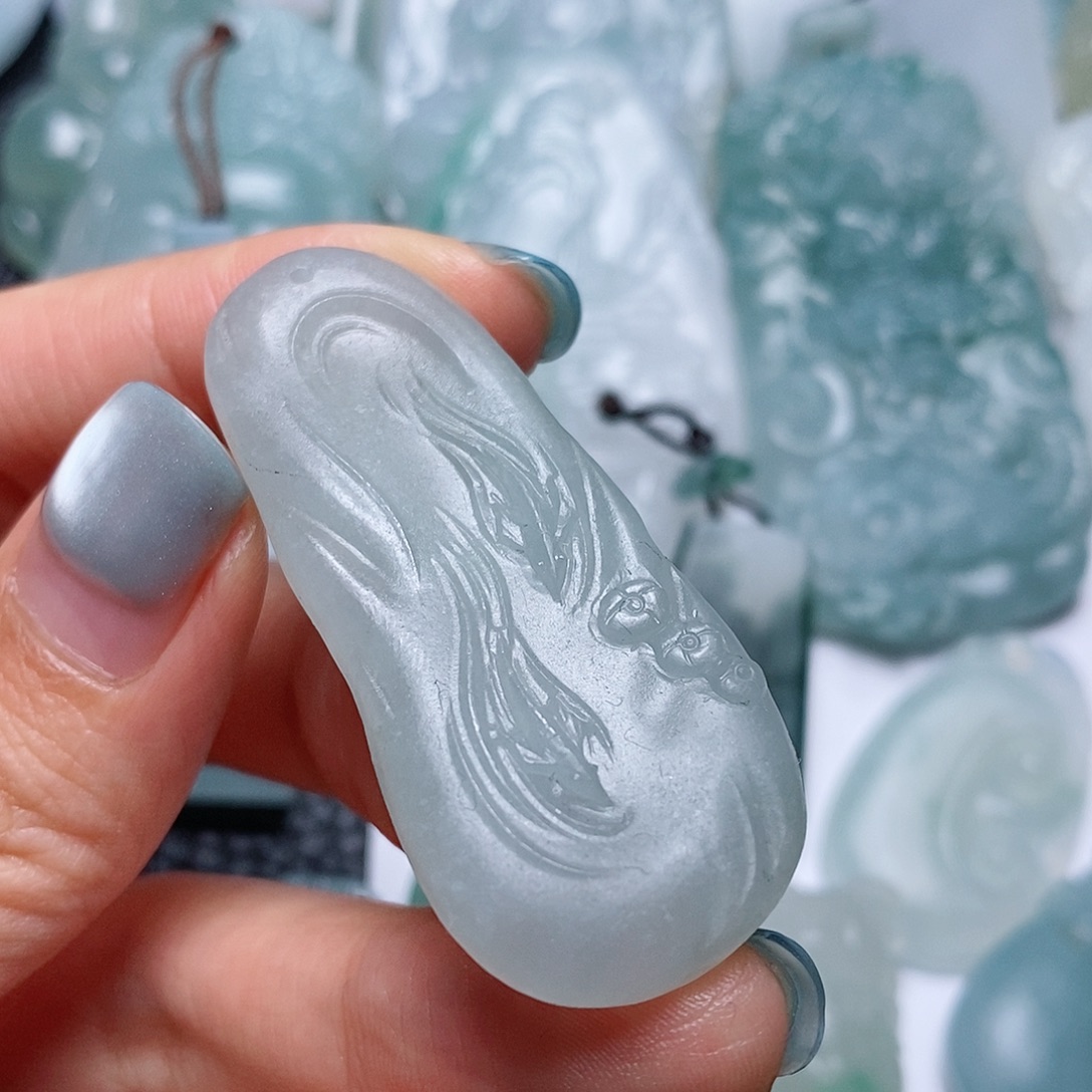 定制翡翠未镶嵌毛货付款后确认抛光