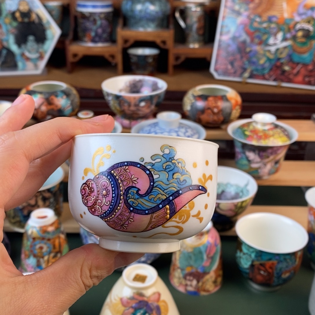 手工手绘法螺主人杯