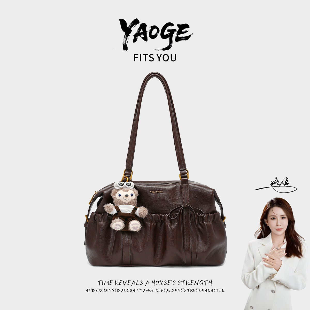 【遥哥定制】安琪维多莉娅新款捏褶蝴蝶结通勤时尚单肩枕头包V2060