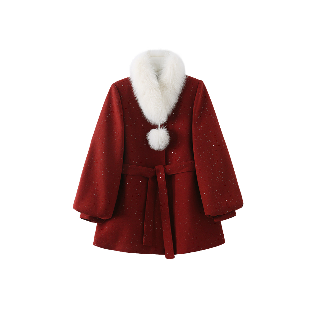 “90绒”冬季狐狸毛气质亮闪羽绒大衣外套 58689507【退货补运费】