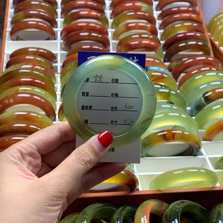 蛇纹石玉合金手镯空*?