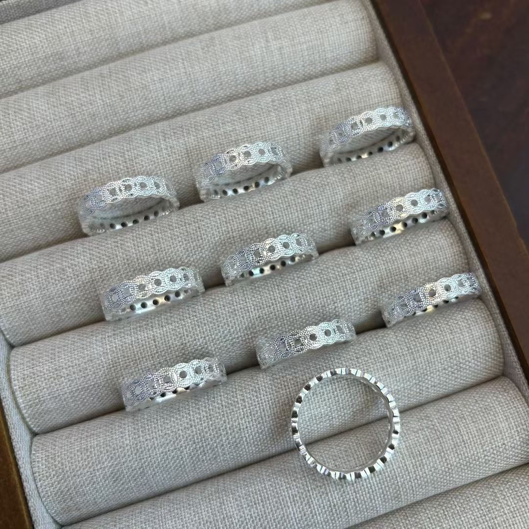 足银戒指 戒足银999.9铜钱镂空设计高级感闭口指环男女款转运