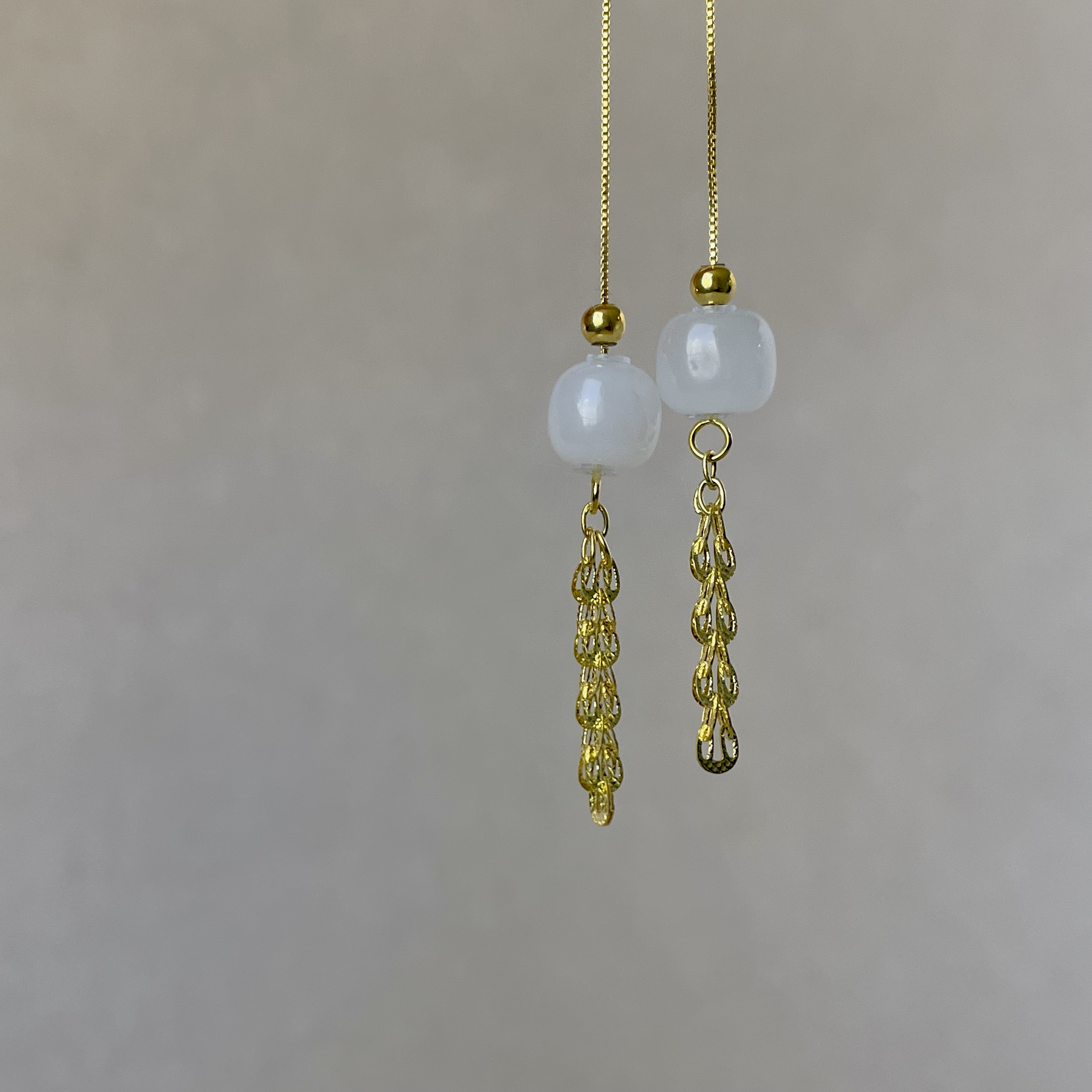 【辛爷珠宝】白月光 | 和田玉凤尾耳线 多样性发一 XYZB-001