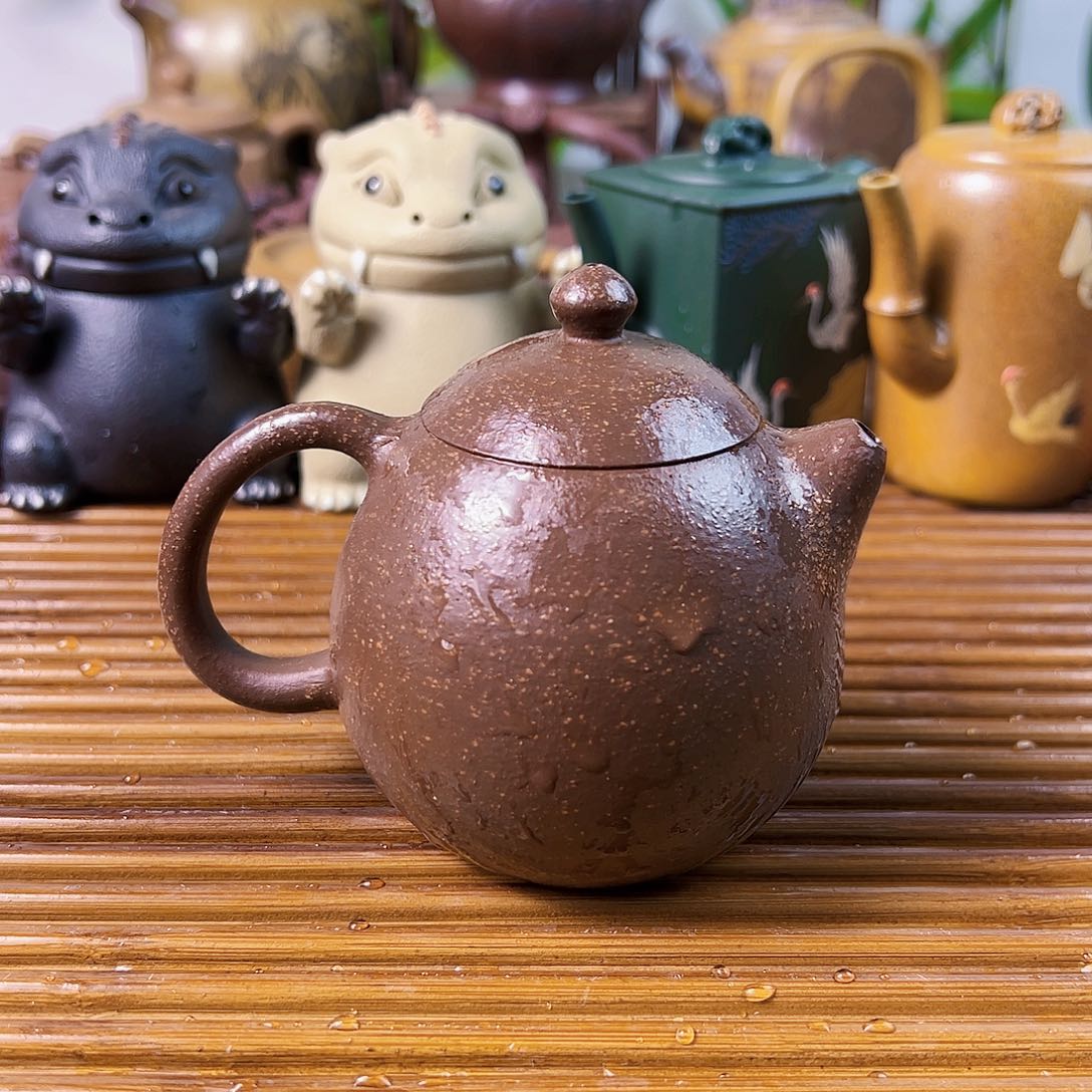 紫砂茶壶龙蛋壶桃花泥150cc