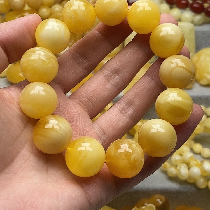 琥珀颈饰未镶嵌琥珀蜜蜡大珠子手串