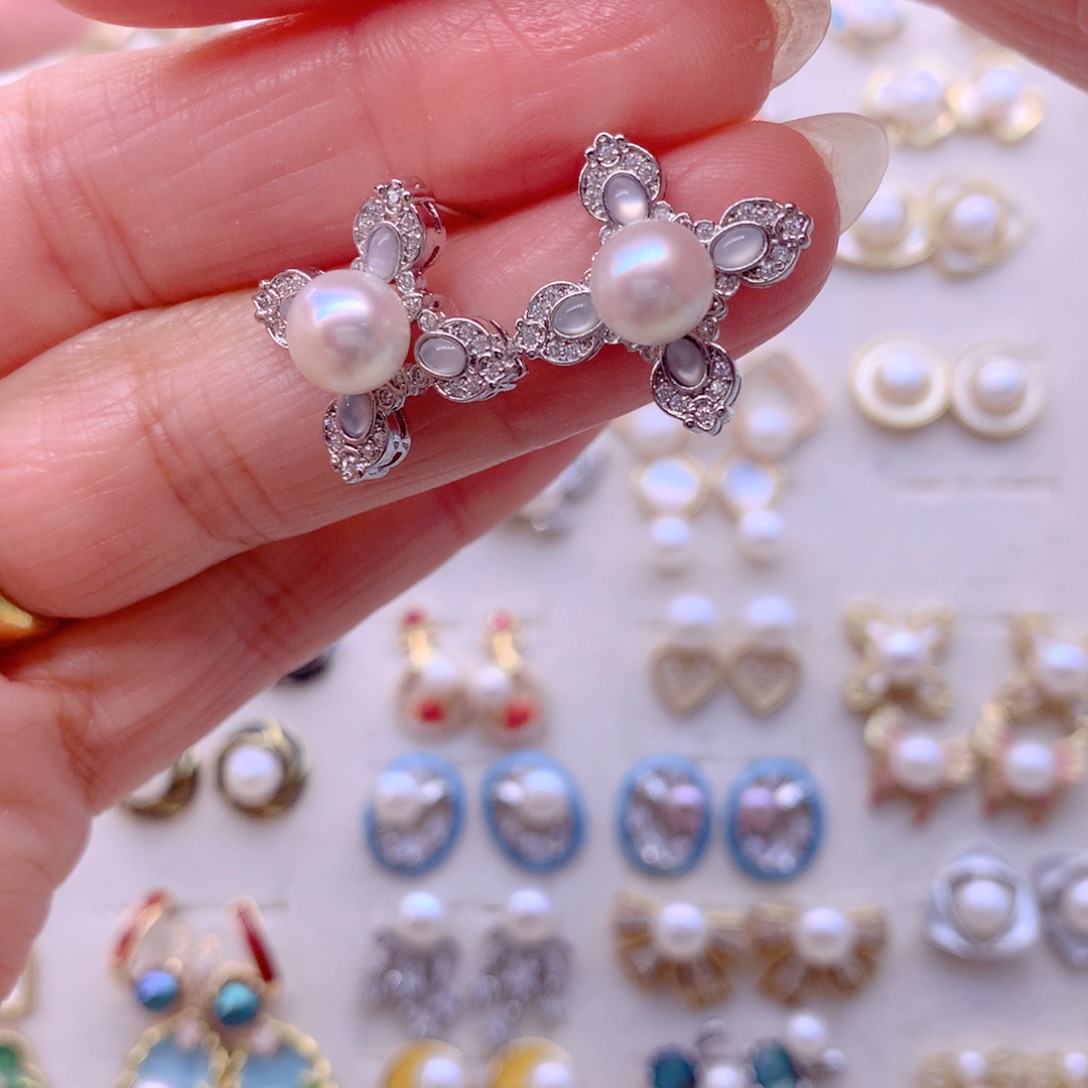 淡水珍珠耳饰合金