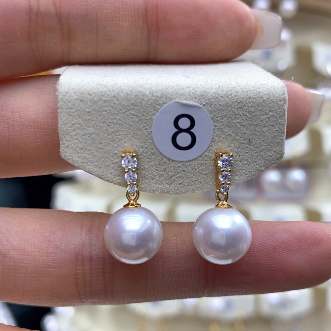 淡水珍珠耳饰银S925镶嵌