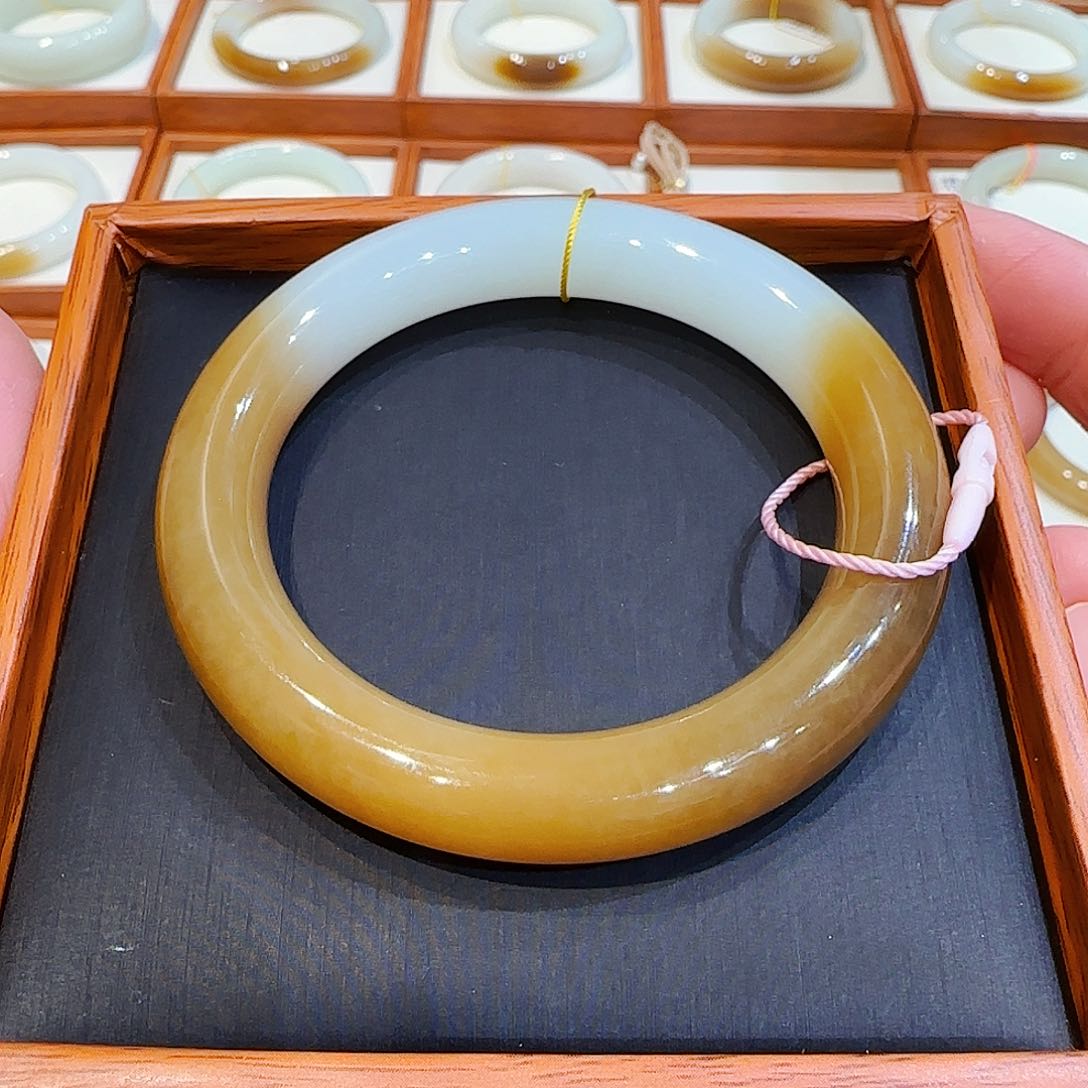 和田玉手镯未镶嵌且末多糖羊脂白福镯55 56 57