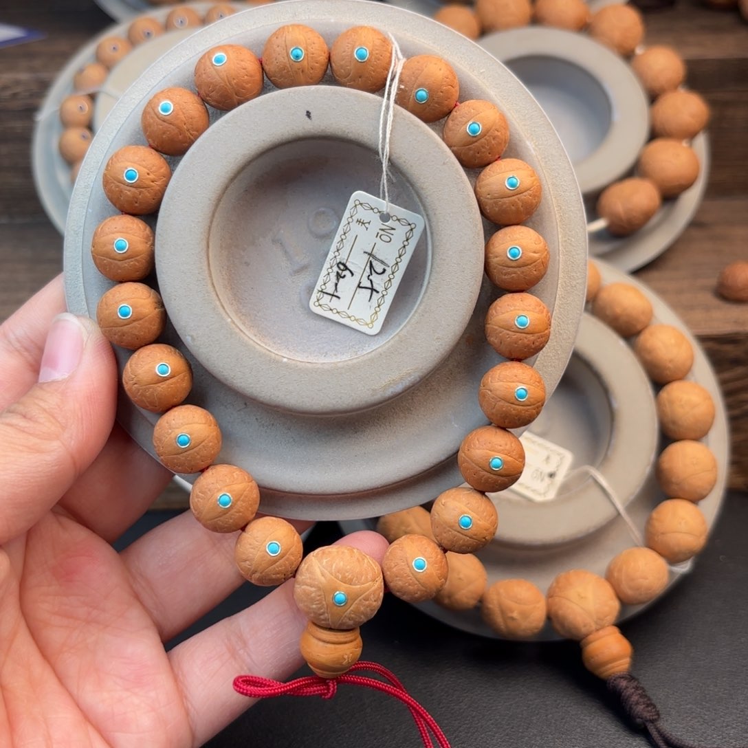 凤眼菩提手串12.5mm镶嵌油性足纹路浅眼型好