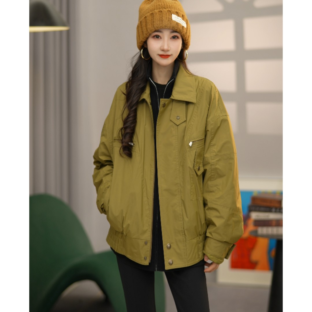 阿玛施【官方正品】秋冬复古时尚短款夹克休闲新雪丽棉服女5400911 