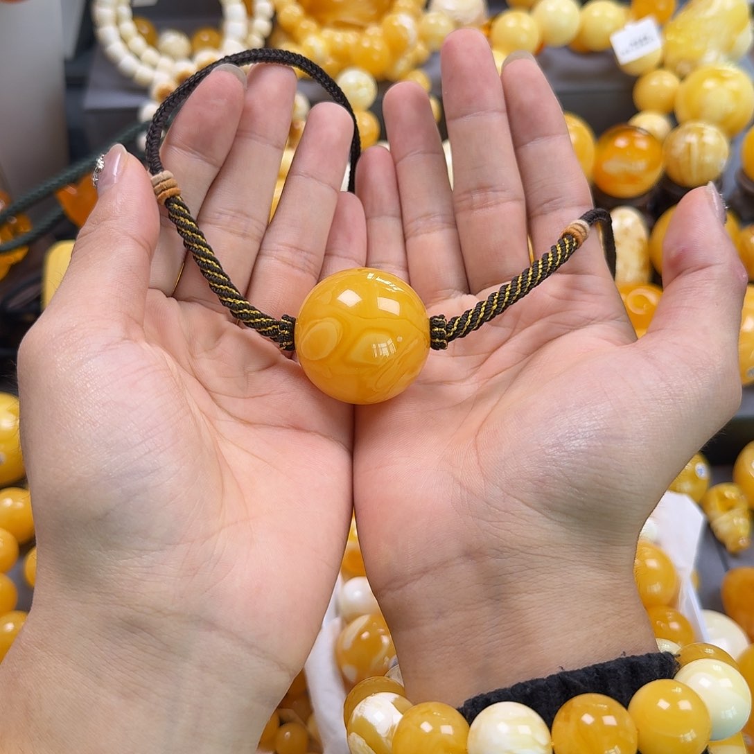 琥珀珠宝奇石未镶嵌锁骨36mm