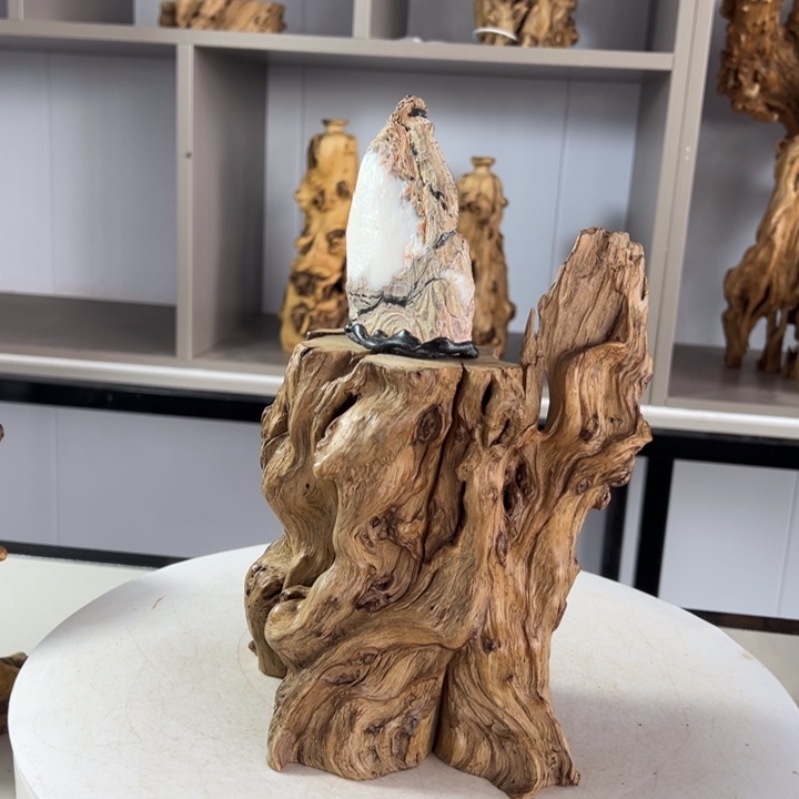 木石榴木榴疤底座摆件