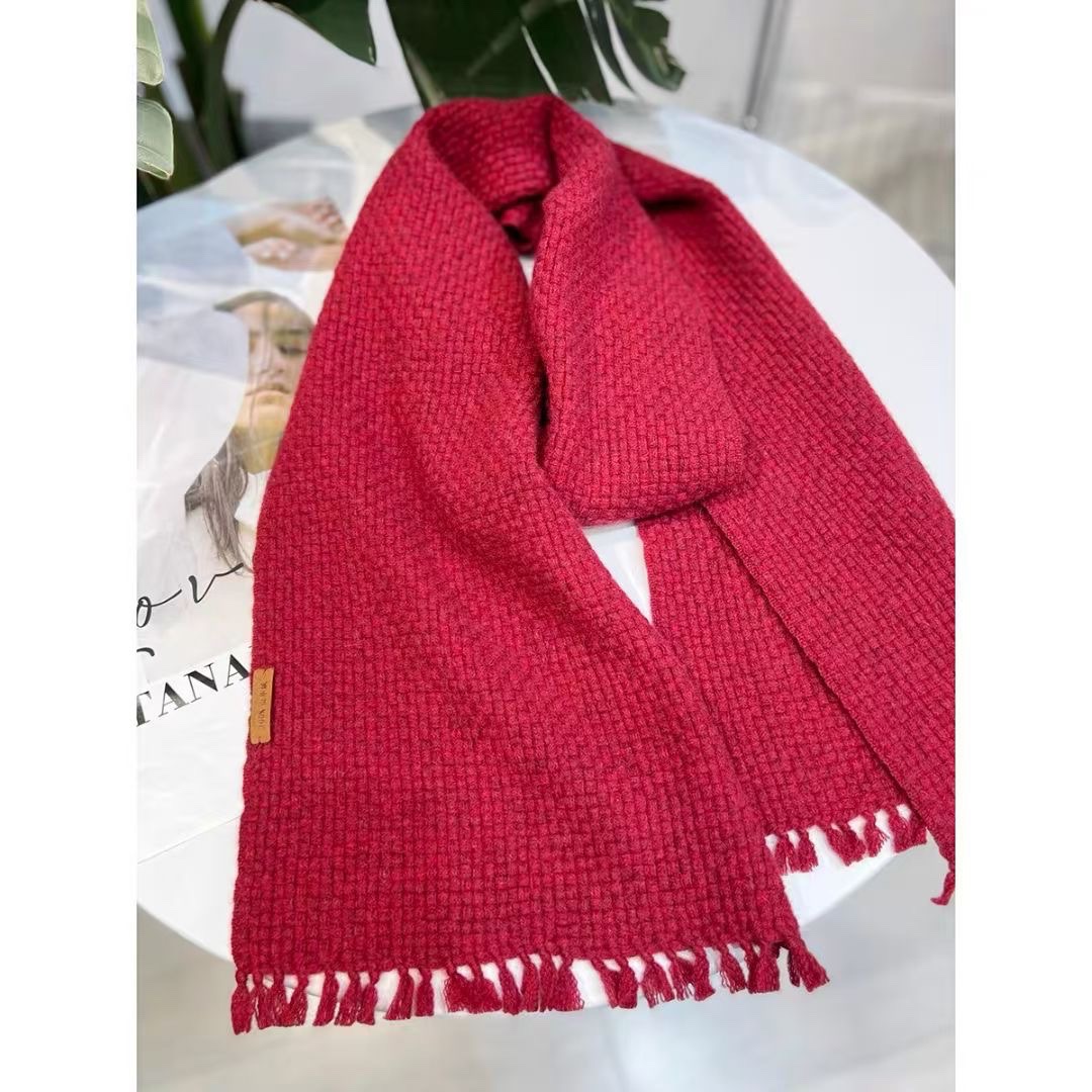 青娘子冬季纯色气质时尚百搭简约羊绒围巾