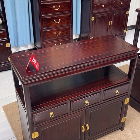 储物柜黑酸枝木类边柜➕保养蜡