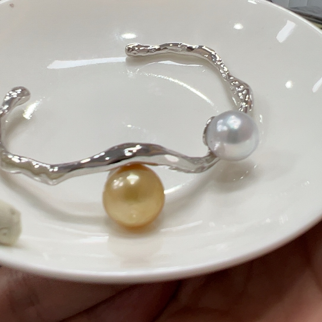 海水珍珠手镯银S925镶嵌用***猫